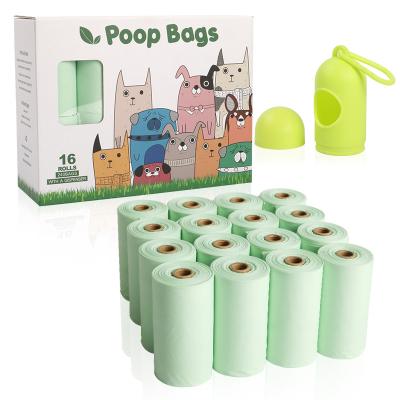 China Viable Biodegradable Cornstarch Compost Pet Waste Bag Pick Up Pet Poop Bag 16 Rolls Dog Poop Bag With A Dispenser for sale