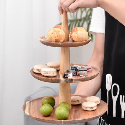 China Viable border specials for European-style hotel shake multi-layer snack dish solid wood fruit rack for sale