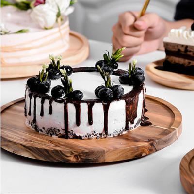 China European wooden creative viable cake tray fruit plate cake production table glass rotating baking cover for sale