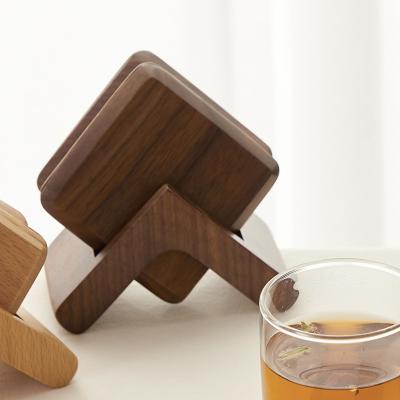 China New Viable Solid Wooden Black Walnut Insulation Desktop Coffee Tea Cup Coaster Dish Pot Pad Bowl Pad 6 Pieces Set for sale