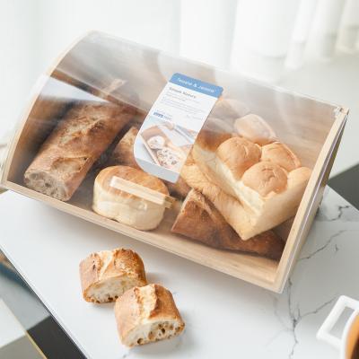 China 2021new arrivals kitchen food storage container crate storage disposable bamboo fiber acrylic bread box for bread bin for sale