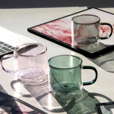 China Sustainable Layer Family Use Heat Resistant Reinforced Glass Bar Shaped Double Wall Glass Cup for sale