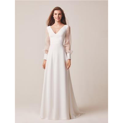 China Customized Anti-Static Illusion Neckline And Big Puffy Organza Sheath A Line Wedding Dresses Bridal Gown for sale