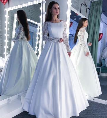 China Anti-Static Line Wedding Dress Maxi Dress Islamic Wedding Dresses Bridal Elegant Long Sleeve Wedding Dress for sale