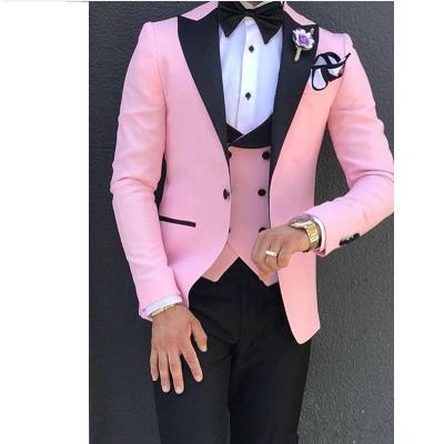 China Crossed 3 Pieces Color Crest Anti-Static Pure Lapel Men Suit Slim Fit Suit Groom Tuxedo Wedding Prom Suit for sale