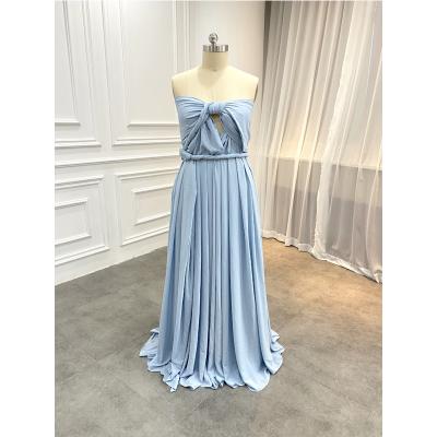 China Sleeveless Anti-Static Light Blue Wedding Bridesmaid Dress V-Neck A Line for sale