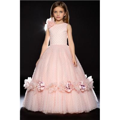 China Short Sleeve Ball Gown Bridesmaid Dress Wedding Baby Pink Dresses Beaded Party for sale