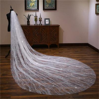 China Soft Touch Waves Style Sparkly Tulle Long Wedding Veils Bridal Veils Bridal Veil for sale