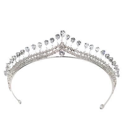 China Handmade Tiara Rhinestone Crown Silver Zircon Women Crown for sale