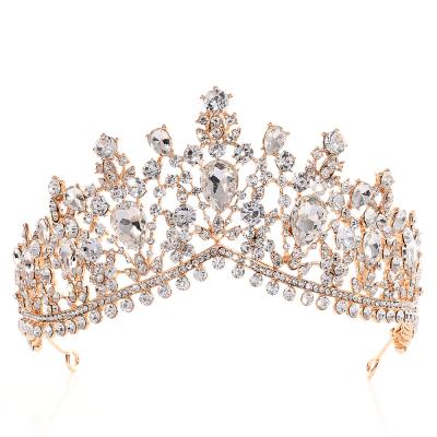 China Tiara Rhinestone Crown Exquisite Handmade Partywear Crystal Bright Diamond Alloy Crown Tiara Haie Accessories Girl Bridal Hairband for sale