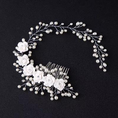 China Handmade Tiara Rhinestone Crown Bridal Hair Combs Flower Hair Clips Bridal Headpiece with Free Flower Bracelet for sale