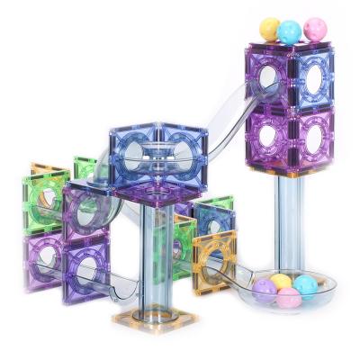 China Toy High Quality 80pcs Magnetic Marble Run Building Toys Magnet Tiles Ball Run Magnetic Building Toys for sale