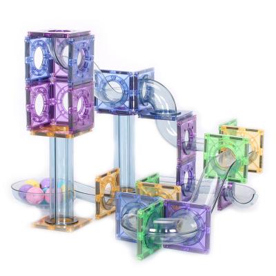 China Building Toy Educational 80pcs Marble Run Magnetic Tiles Colorful Magnetic Toys Set Safe Plastic Building Blocks For Kids for sale