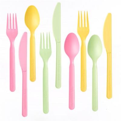 China Food Utensil 100% Biodegradable Cutlery Sugarcane Knife/Spoon/Fork Flatware Set For Dinner Western PLA Cutlery for sale