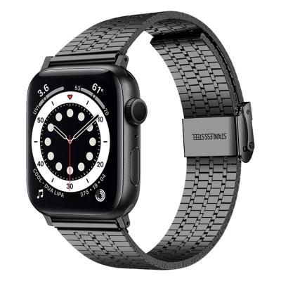 China Luxury Stainless Steel Buckle Strap For Apple Watch 38/42/40/44mm 41/45mm Adjustable Stainless Steel Strap For iWatch 8 Se 7 6 Band Ultra 49mm for sale