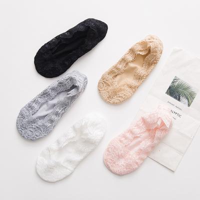 China Fashion Stylish And Affordable Wholesale New Hairy Yarn Women's Lace Socks Invisible Silicone Anti-slippery for sale