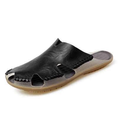 China 2021 Fashion Trend Mens Summer Cowhide Fashion Casual Slippers Beach Shoes Slip One Good Quality Mens Shoes For Daily Casual Wear for sale