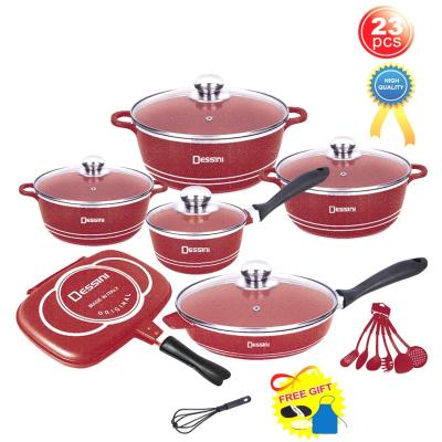 China Wholesale Stick Cookware Viable Set Dessini 23pcs Non Cooking Pot Die Cast Non-Stick Cookware Sets for sale