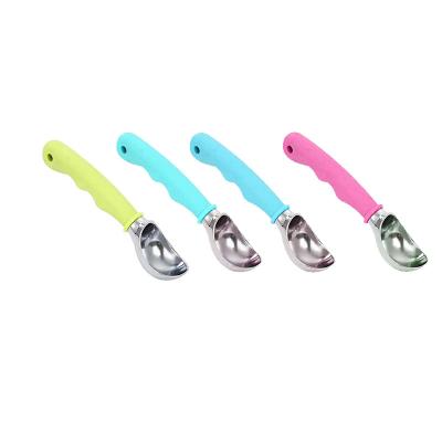 China Hot Viable Zinc Alloy Non-Slip Rubber Handle Creem Ice Cream Sales Freezer Scoop Digger Spade Ball Maker Small Freezer Creams Scoop Spoon for sale