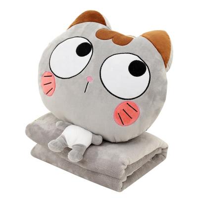 China Quality Assurance Lightweight Cartoon Cat Pillow Quilt Dual-Use Cushion Coral Fleece Back Cushion for Home and Office for sale