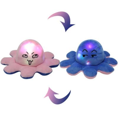 China Home Decoration Gifts Selling Flip Octopus Plush Toy New Creative Shinny Cute Reversible Mascot Octopus Stuffed Flip Mood Octopus Toys With Light for sale