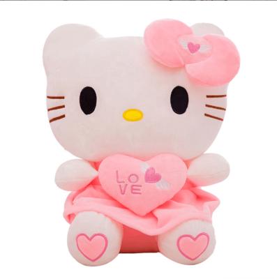 China Home Decoration Gifts Wholesale High Quality Hello Kitty Cat With Heart Plush Stuffed Toy Kawaii Doll Plush Animal Toy For Kids Girl Women for sale