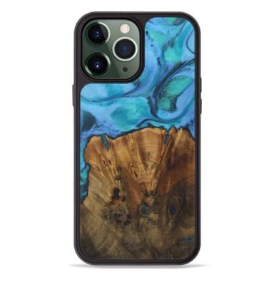 China Resin Scratchproof Wooden Case For iPhone 11 Traveler One-of-A-Kind Protective Bumper Resin Wood Phone Case Cover for sale