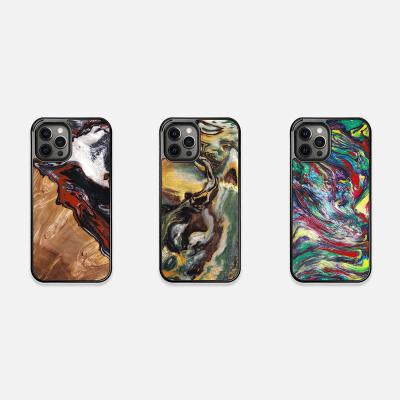 China New Fashion Anti-drop Waterproof Shockproof With TPU Resin Wooden Phone Bumper Case For iphone 12 pro max for sale