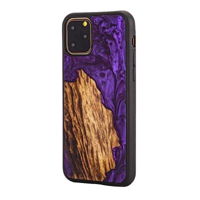 China Anti-fall Stylish Attractive Fluted Wooden Resin With Shockproof TPU Frame Phone Case For iPhone 12 12 pro for sale