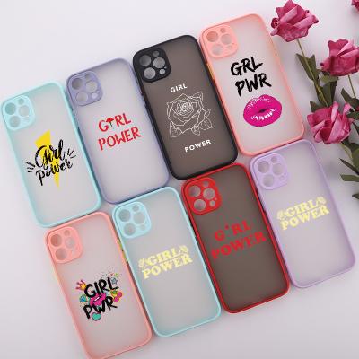 China Custom Logo Fashion Word Design shockproof iphone TPU+PC Matte Anti-drop Phone Case For max 12 pro for sale