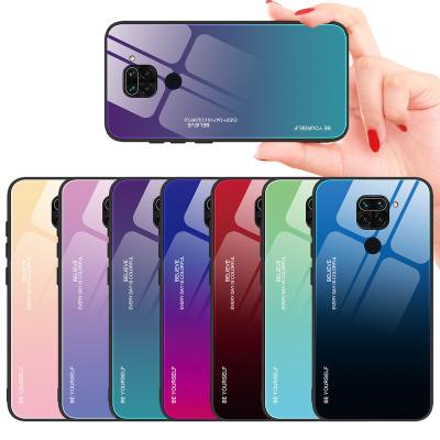 China Newest Fashion Anti-Fall Gradient Tempered Glass TPU Shockproof Bumper Phone Case For Xiaomi Note 9 11 Redmi for sale