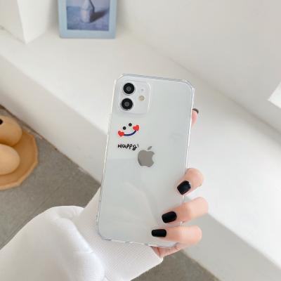 China Cute Smiling Anti-fall Pattern Anti-fall TPU Phone Transparent Case For iPhone 12 Pro Max for sale