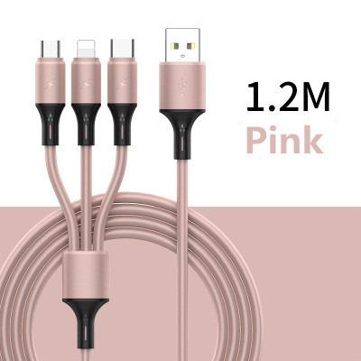 China High Quality Liquid Silicone Mobile Phone 3 in 1 USB Band Data Charging Cable For iPhone/Android/Type C Cable for sale