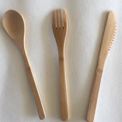 China 3PCS Disposable Wooden Tableware Set Bamboo Cutlery and Spoon Kitchen Cooking Tool Soup Teaspoon Cutlery Set Tableware Supply Set for sale