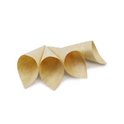 China China quality disposable pine wood cone shape for snacks for sale