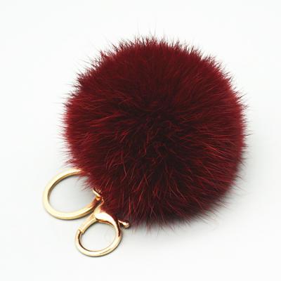 China Real Eco - Friendly Promotional Fluffy Rabbit Fur Ball Pendant As Key Decoration Chain Charm for sale