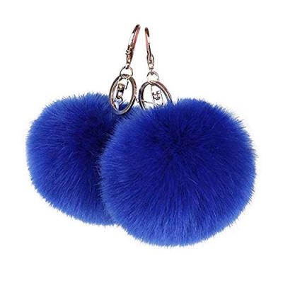 China 10cm Diameter Large Real Rabbit Pompom Fur Eco-friendly Fashion Key Chain Ball As Bag Charm Decoration for sale