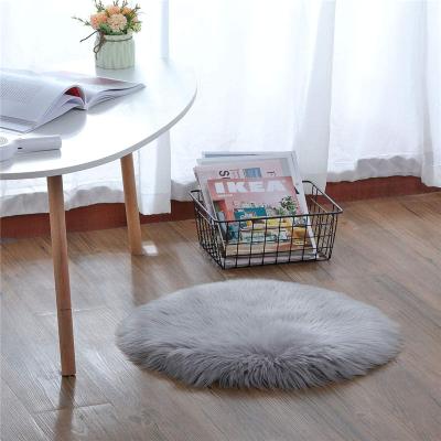 China Washable Washable Round 80cm Diameter Faux Fur Blanket For Living Room Decoration for sale