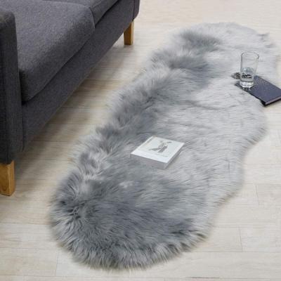 China 2021 2x6ft Washable Brown Large Size Faux Sheepskin Fur Blanket For Interior Design for sale