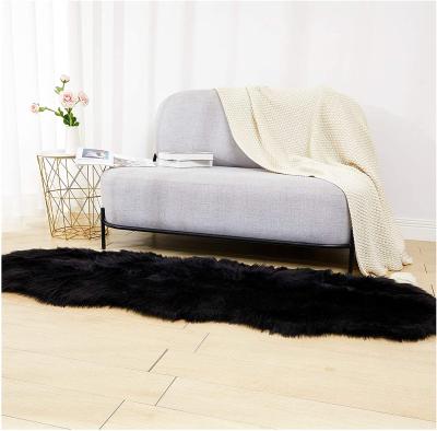 China Large Interior Design Washable White Home Kids Carpet Area Rug Fluffy Sheepskin Shape Faux Fur Blanket Long In 2x6 Ft for sale