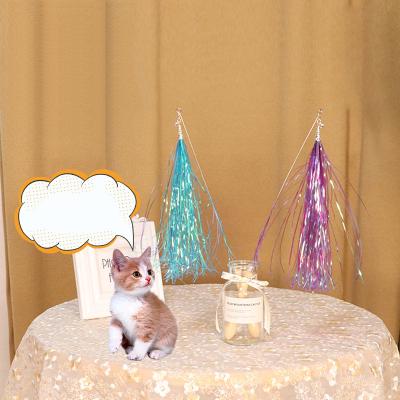 China EXCELLENT Cats Pet Toy Durable Funny Interactive Glitter Tassels Stick Cat Teaser Wand for sale