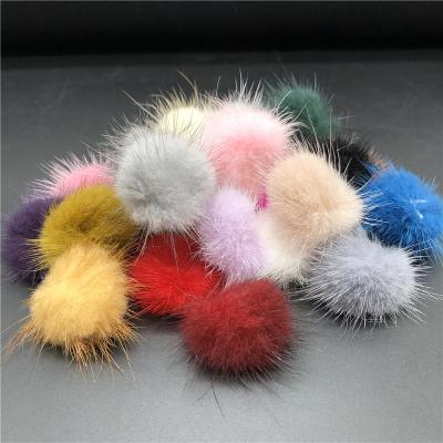 China High Quality Auto Upholstery Colorful Custom Size Around Real Mink Fur Ball Fluffy Pompom For Bag Hat Earring Knitted Beanie Hats for sale