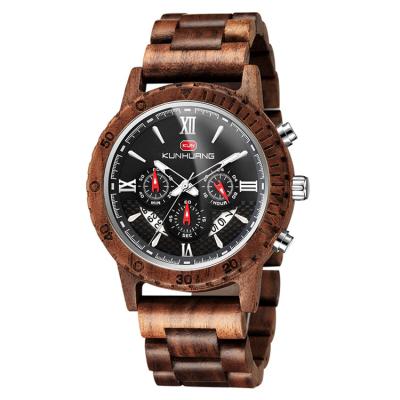 China Top Luxury Brand Water Resistant Mens Wooden Watches Walnut Fashion Chronograph Wood Watch for sale