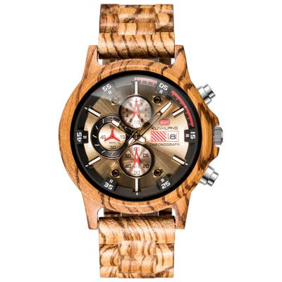 China Custom Wooden Logo Luxury Design Quartz Chronograph Wristwatches Mens Watches for sale