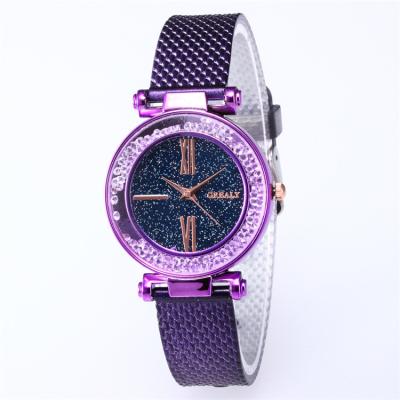 China New Mesh Strap Watch Luxury Diamond Sky Dial ALLOY Starry Lady Watch for sale