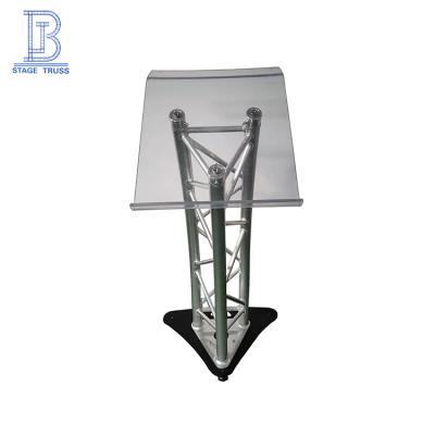 China Conference Podium Indoor Triangle Aluminum Truss Conference Podium With Acrylic Top Plate zu verkaufen