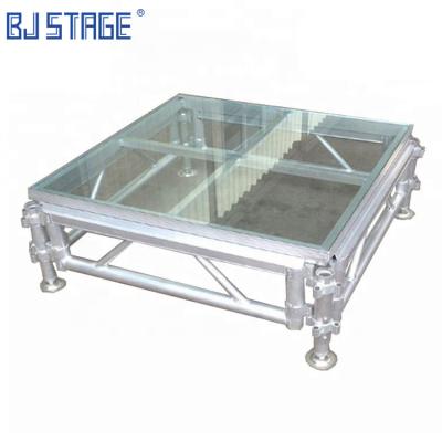 中国 Easy Install Outdoor Movable Aluminum Glass Platform Stage Portable Concert Wedding Glass Stage For Sale 販売のため