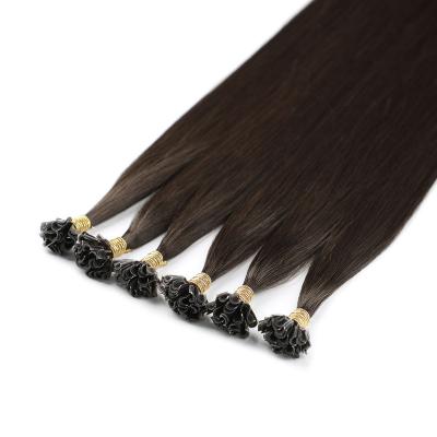 China Natural Appearance Cuticle Aligned Human Hair Extension European Virgin Remy Different Color Flat Tip Hair Extension for sale