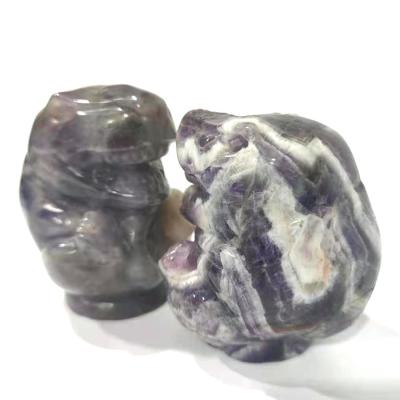 China China Selling Carving Crafts Natural Dreamy Amethyst Dinosaur Rough Stone Hand-carved Carvings for sale