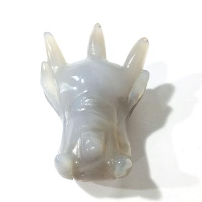 China China Wholesale Natural Stone Agate Carvings Agate Hand-carved Dragon Head for Decoration or Gifts for sale